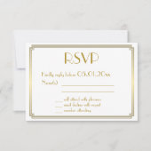 Geweldige Gatsby Art Deco White Gold Wedding RSVP (Voorkant)