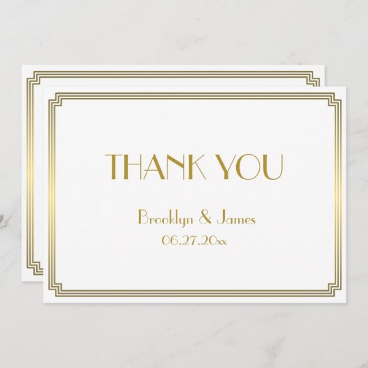 Geweldige Gatsby Art Deco White Weddenschap Hartel Bedankkaart (Voorkant / Achterkant)