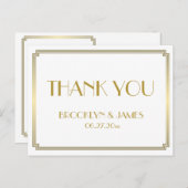 Geweldige Gatsby Art Deco White Wedding Dank je Briefkaart (Voorkant / Achterkant)