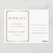 Geweldige Gatsby Art Deco White Wedding Dank je Briefkaart (Achterkant)