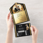 Geweldige gatsby bruiloft brullende twintiger brui all in one uitnodiging (Afscheurbaar)