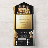 Geweldige gatsby bruiloft brullende twintiger flap all in one uitnodiging (Binnen)