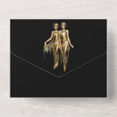 Geweldige gatsby bruiloft brullende twintiger flap all in one uitnodiging (Achterkant)