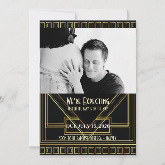 geweldige gatsby Foto Zwangerschapsaankondiging Aankondiging (Voorkant)