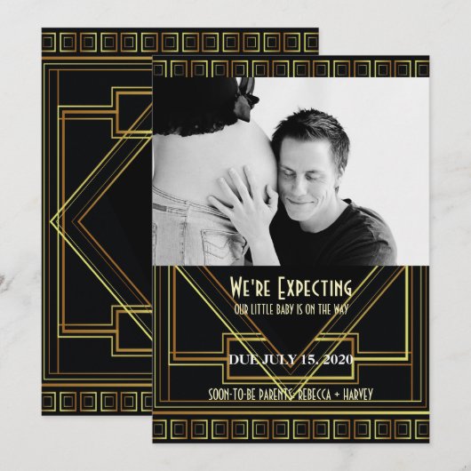  geweldige gatsby Foto Zwangerschapsaankondiging Aankondiging (Voorkant / Achterkant)