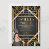 Geweldige Gatsby geïnspireerd Art Deco Sweet 16 Ui Kaart (Voorkant)