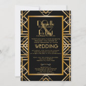 Geweldige Gatsby geïnspireerd Art Deco Wedding Kaart (Voorkant)