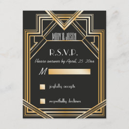 Geweldige Gatsby geïnspireerde RSVP-kaart RSVP Kaartje