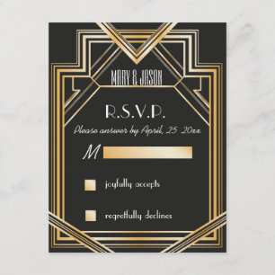 Geweldige Gatsby geïnspireerde RSVP-kaart RSVP Kaartje