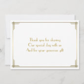Geweldige Gatsby Gold Art Deco Weddenschap Harteli Bedankkaart (Achterkant)