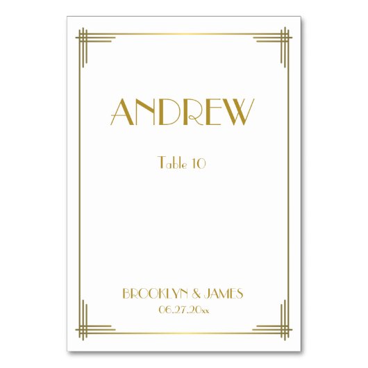 Geweldige Gatsby Gold Art Deco Wedding Table Kaart (Achterkant)