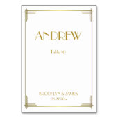 Geweldige Gatsby Gold Art Deco Wedding Table Kaart (Voorkant)