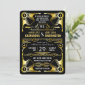 Geweldige Gatsby  Gold & Black Art Deco bruiloft Kaart (Staand voorkant)