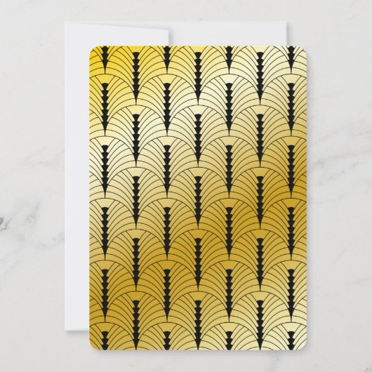 Geweldige Gatsby  Gold & Black Art Deco bruiloft Kaart (Achterkant)