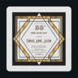 Geweldige Gatsby Gold White Art Deco 50th Birthday Kaart<br><div class="desc">De 20er Grote Gatsby Kunst Deco Wedding Uitnodiging. Het zwarte en gouden kaartontwerp van 1920 is voorzien van een faux gouden folie geometrische stijl van Art Deco op een witte getextureerde achtergrond. Het gebruik past hulpmiddel aan om uw info toe te voegen. Zie ook mijn Great Gatsby Gold White Art...</div>