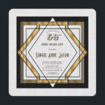 Geweldige Gatsby Gold White Art Deco 50th Birthday Kaart<br><div class="desc">De 20er Grote Gatsby Kunst Deco Wedding Uitnodiging. Het zwarte en gouden kaartontwerp van 1920 is voorzien van een faux gouden folie geometrische stijl van Art Deco op een witte getextureerde achtergrond. Het gebruik past hulpmiddel aan om uw info toe te voegen. Zie ook mijn Great Gatsby Gold White Art...</div>