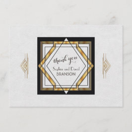 Geweldige Gatsby Gold White Art Deco Wedding DANK  Bedankkaart