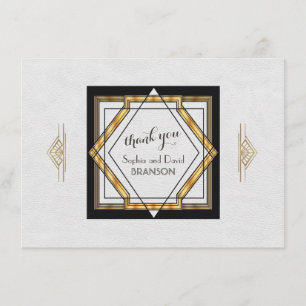 Geweldige Gatsby Gold White Art Deco Wedding DANK  Bedankkaart