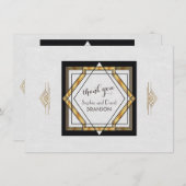 Geweldige Gatsby Gold White Art Deco Wedding DANK  Bedankkaart (Voorkant / Achterkant)