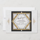 Geweldige Gatsby Gold White Art Deco Wedding DANK  Bedankkaart (Achterkant)