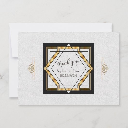Geweldige Gatsby Gold White Art Deco Wedding DANK  Bedankkaart (Voorkant)