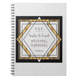 Geweldige Gatsby Gold White Art Deco Wedding Plann Notitieboek