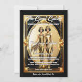 Geweldige Gatsby gouden zwarte flappers zwart stro Kaart (Voorkant)