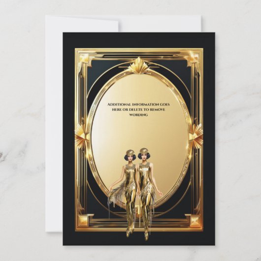 Geweldige Gatsby gouden zwarte flappers zwart stro Kaart (Achterkant)