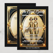 Geweldige Gatsby gouden zwarte flappers zwart stro Kaart (Voorkant / Achterkant)