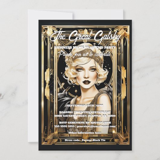 Geweldige gatsby thema flapper meisje blonde jaren kaart (Voorkant)