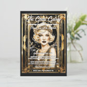 Geweldige gatsby thema flapper meisje blonde jaren kaart (Staand voorkant)