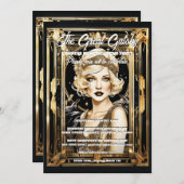 Geweldige gatsby thema flapper meisje blonde jaren kaart (Voorkant / Achterkant)