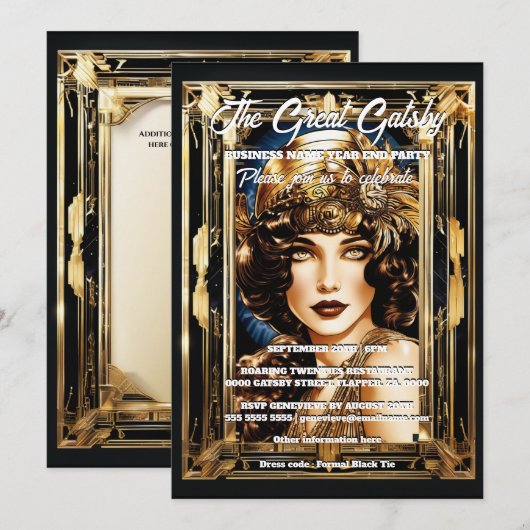 Geweldige gatsby thema flapper meisje brunette jar kaart (Voorkant / Achterkant)