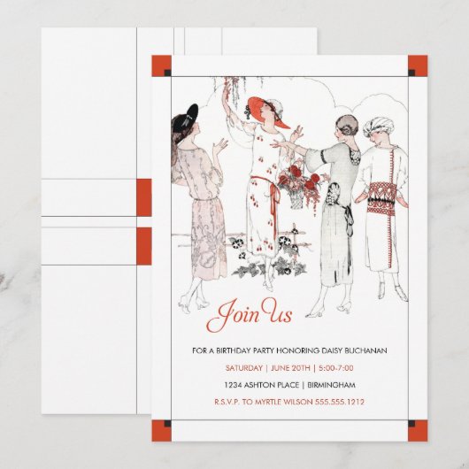 Geweldige Gatsby-uitnodiging Kaart (Voorkant / Achterkant)