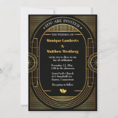 Geweldige Gatsby Wedding Art Deco Black & Gold  Kaart (Voorkant)
