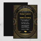 Geweldige Gatsby Wedding Art Deco Black & Gold  Kaart (Voorkant / Achterkant)