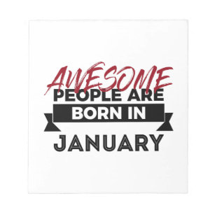 Geweldige geboren in januari babydag notitieblok