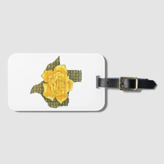 Geweldige gele roos van de Texas Pattern-bloem Bagagelabel (Voorkant (horizontaal))