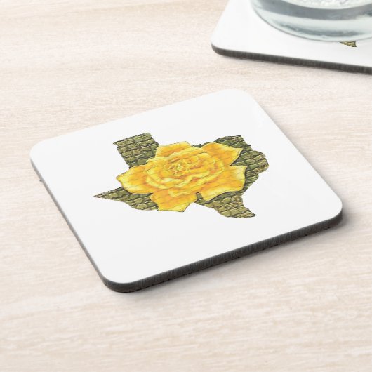 Geweldige gele roos van de Texas Pattern-bloem Bier Onderzetter (Linkerzijde)