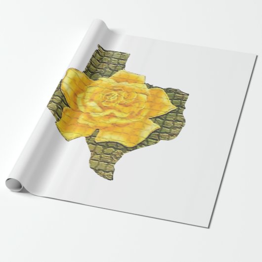 Geweldige gele roos van de Texas Pattern-bloem Cadeaupapier (Uitgerold)