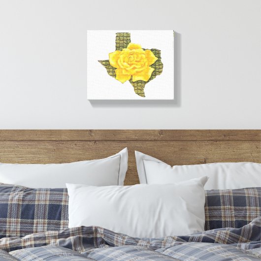 Geweldige gele roos van de Texas Pattern-bloem Canvas Afdruk (Insitu (Slaapkamer))