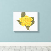 Geweldige gele roos van de Texas Pattern-bloem Canvas Afdruk (Insitu (Houten vloer))