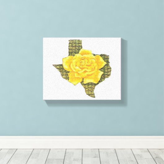 Geweldige gele roos van de Texas Pattern-bloem Canvas Afdruk (Insitu (Houten vloer))