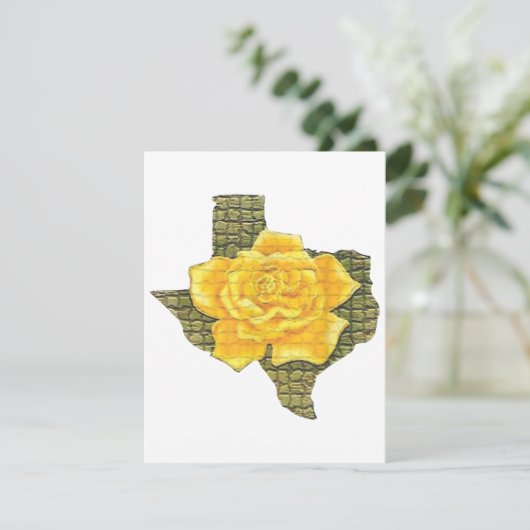 Geweldige gele roos van de Texas Pattern-bloem Informatiekaartje (Staand voorkant)