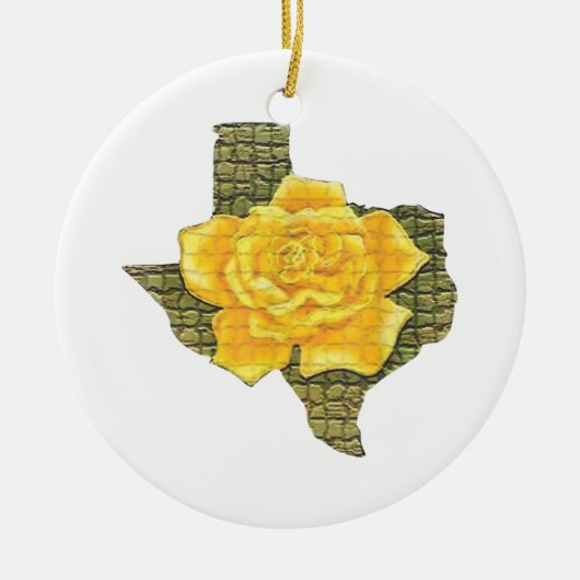 Geweldige gele roos van de Texas Pattern-bloem Keramisch Ornament (Voorkant)