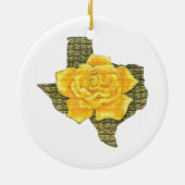 Geweldige gele roos van de Texas Pattern-bloem Keramisch Ornament (Achterkant)