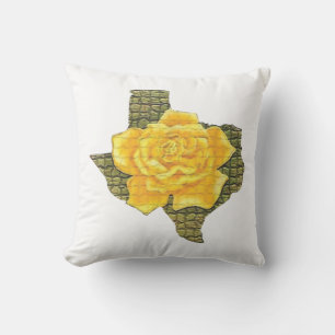 Geweldige gele roos van de Texas Pattern-bloem Kussen