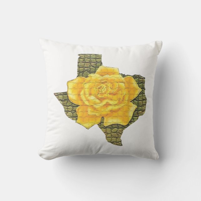 Geweldige gele roos van de Texas Pattern-bloem Kussen (Voorkant)
