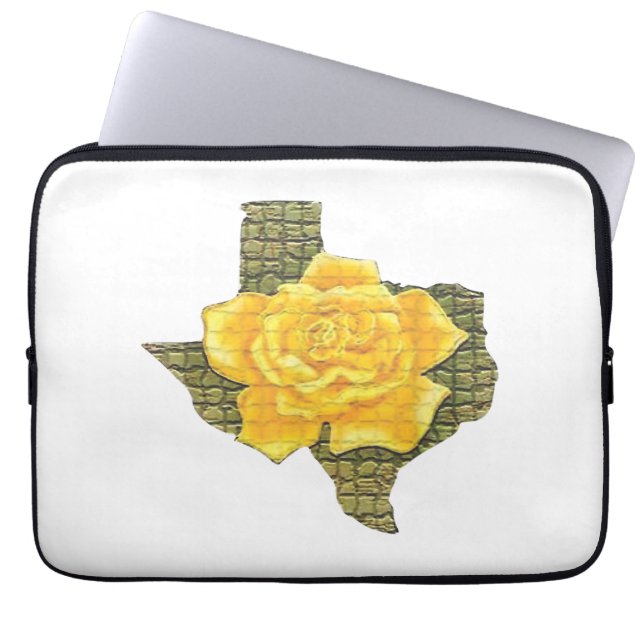 Geweldige gele roos van de Texas Pattern-bloem Laptop Sleeve (Voorkant)