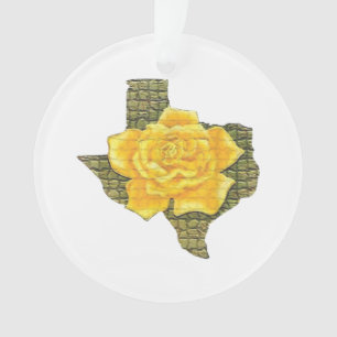 Geweldige gele roos van de Texas Pattern-bloem Ornament